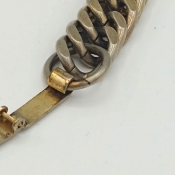 Gold tone Curb Chain Box Clasp Bracelet Vintage - Picture 9 of 10